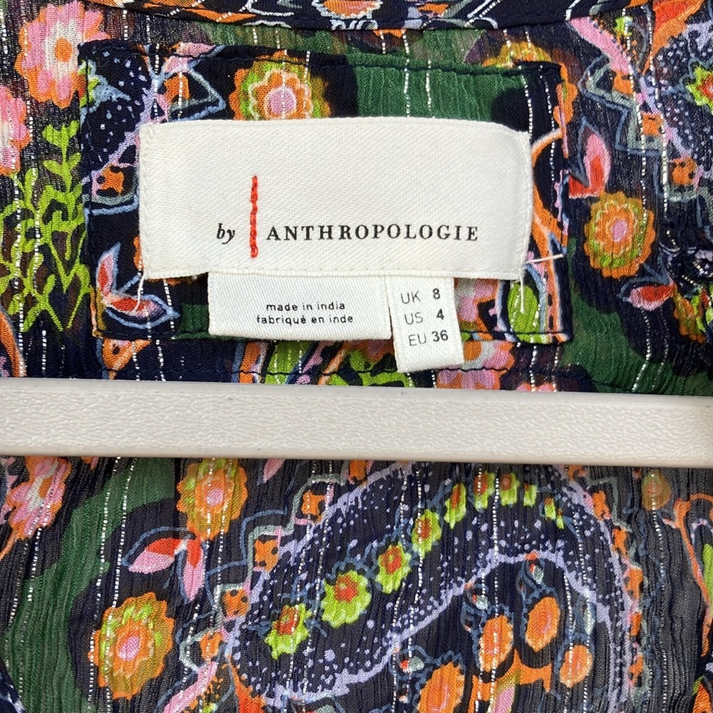 EUC Anthropologie dress multicolor floral paisley dress size 4 - Picture 4 of 6